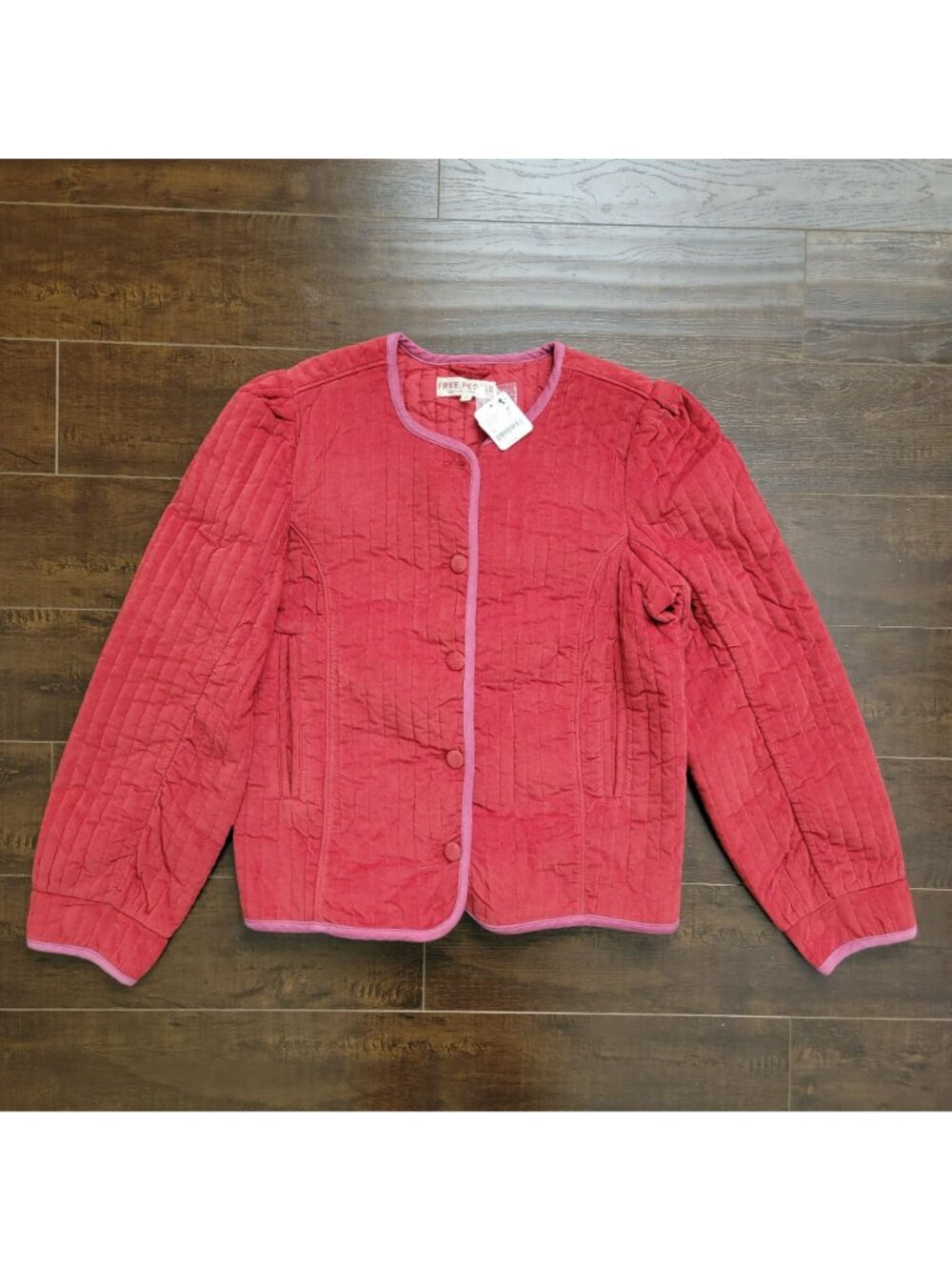 Free People Natalia Quilted Jacket Cottagecore Country Festival Red Womens M - Picture 2 of 8